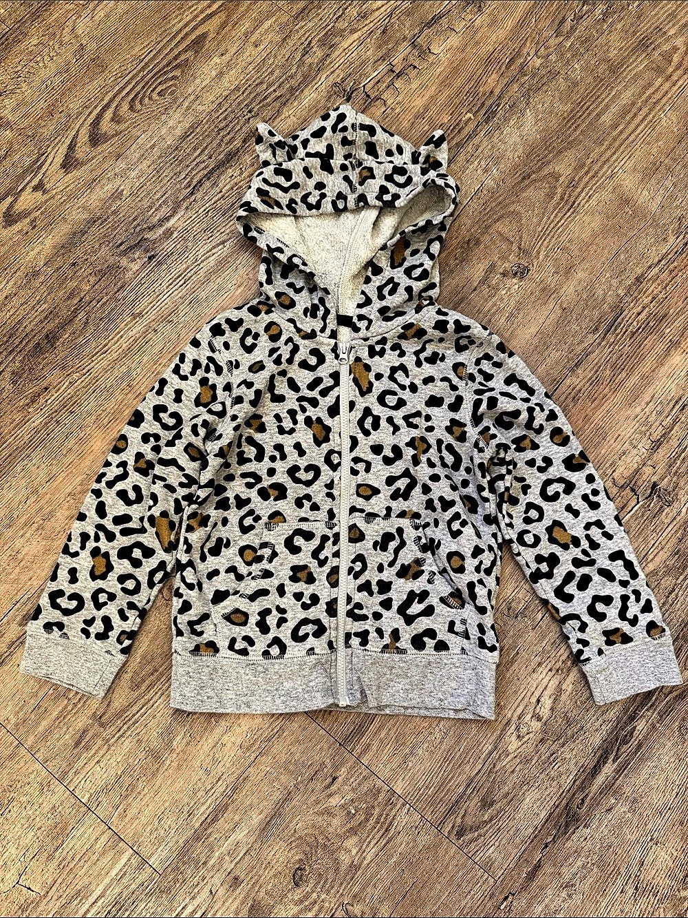 Okie Dokie Leopard Print Hooded Jacket Size 4T